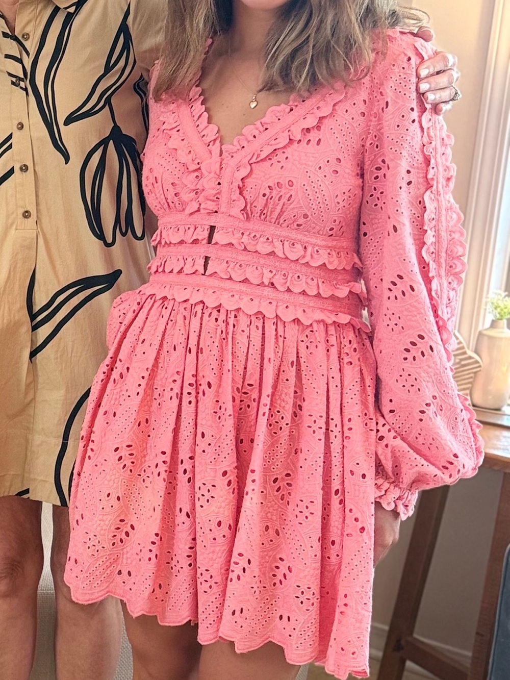 Women’s Pink Eyelet Mini Dress -